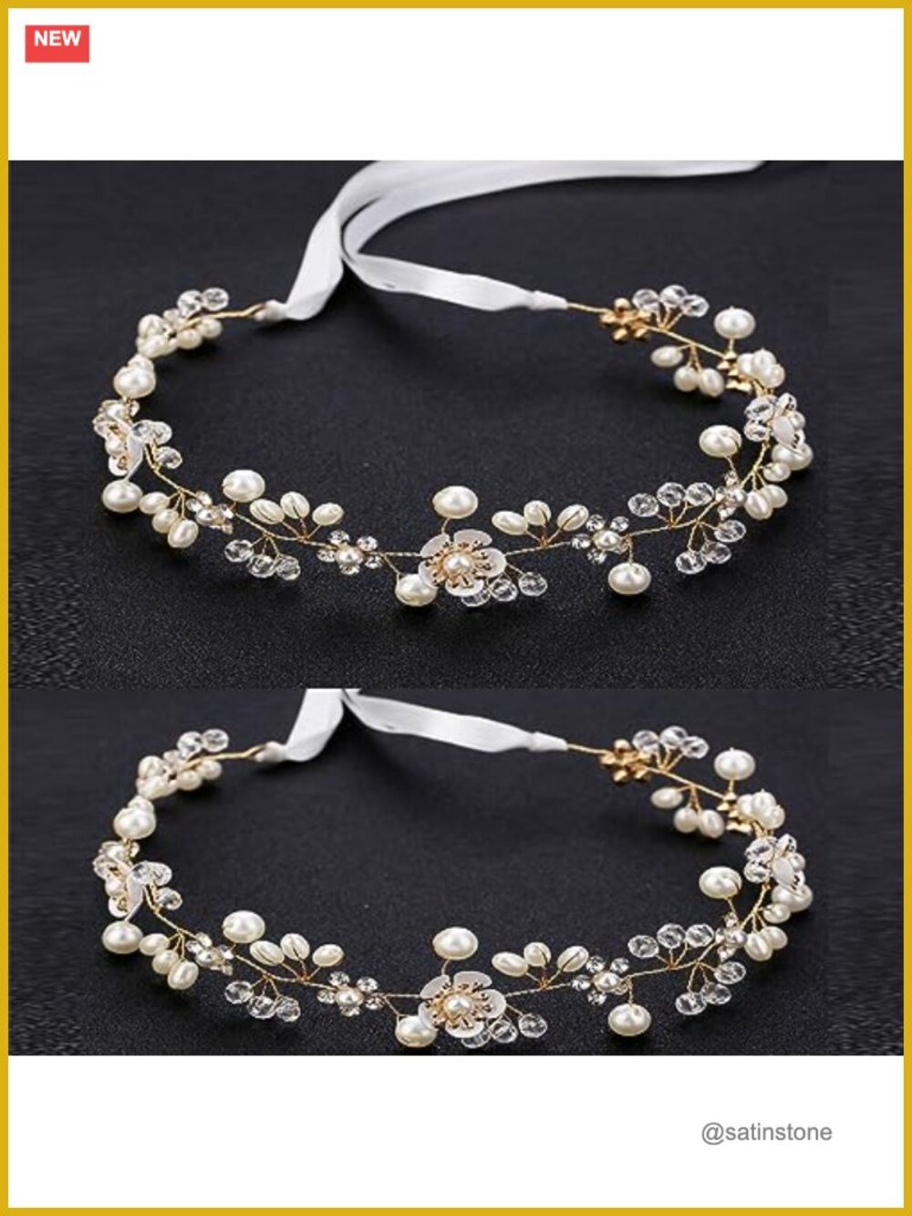 Pearl Flower Rhinestone Headband Set Hair Accessories for Wedding Prom